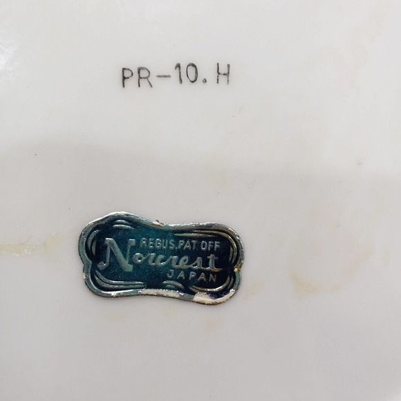 Norcrest blue floral paisley Japan plate trinket dish pitcher set porcelain 3 pc - Picture 8 of 16